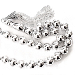 Full Sterling Silver Islamic Prayer Beads Tasbih 78 gram 38 cm ID # 6149