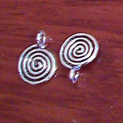 Lot of 2 Sterling Silver Spiral Charm 9 mm 1 gram ID # 3057