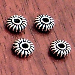 Lot of 4 Silver Spacer Beads 7 mm 1.2 gram ID # 3177