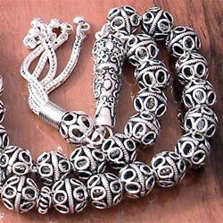 Full Sterling Silver Islamic Prayer Beads Tasbih 35 gram ID # 4158