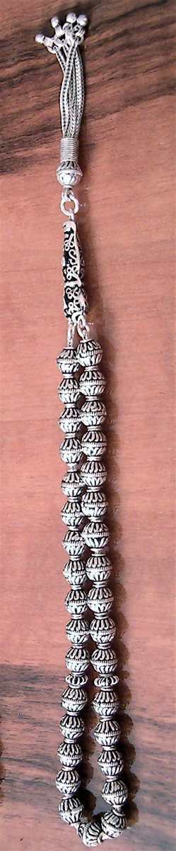 Full Sterling Silver Islamic Prayer Beads Tasbih 35 gram ID # 4159