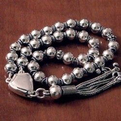 Full Sterling Silver Islamic Prayer Beads Tasbih 25 gram ID # 4540