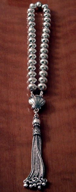 Full Sterling Silver Islamic Prayer Beads Tasbih 34 gram ID # 4541