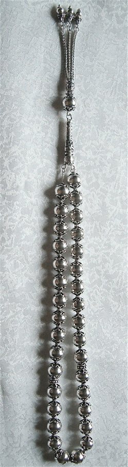 Sterling Silver Islamic Prayer Beads Tasbih 83 gram 13 inch ID # 4586