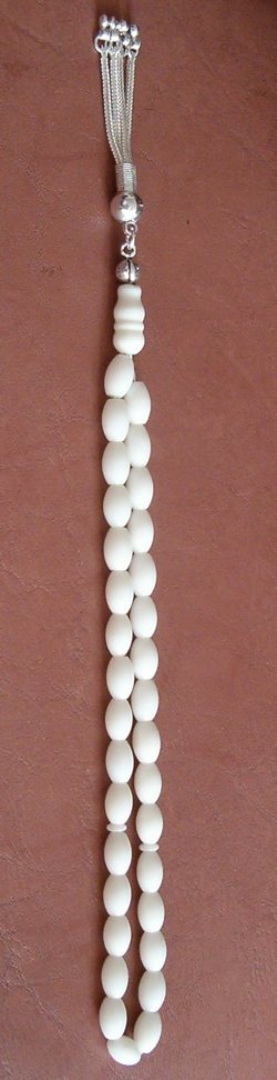 Islamic Prayer Beads White Coral w/silver ID # 4929