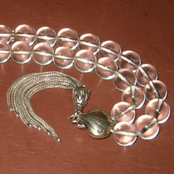 Uncut Najaf Quartz Islamic Prayer Beads Tasbih w/silver ID # 5579