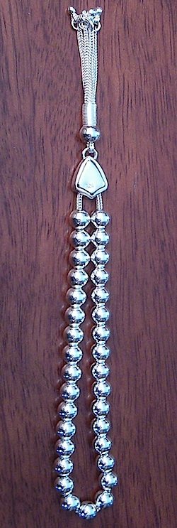 Full Sterling Silver Islamic Prayer Beads Tasbih 7 mm 25 gram ID # 5624