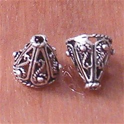 Lot of 2 Sterling Silver Bead Caps Cone 9 mm 1.2 gram ID # 5704