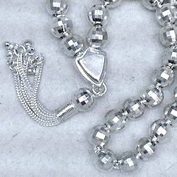 Full Sterling Silver Islamic Prayer Beads Tasbih 8 mm 27 gram ID # 5858