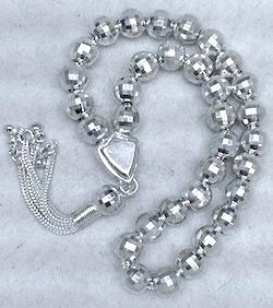 Full Sterling Silver Islamic Prayer Beads Tasbih 8 mm 27 gram ID # 5858