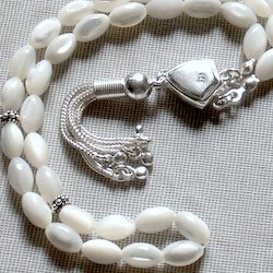 Islamic Prayer Beads Tasbih Mother of Pearl oval w/silver ID # 5870