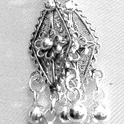 Full Sterling Silver Dangle Earrings 6 cm 7 gram ID # 5893