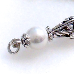 Sterling Silver Tassel Seashell Pearl 6 cm ID # 6035