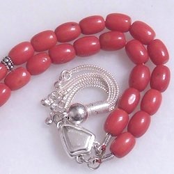 Red coral Islamic prayer beads 9 mm tasbih w/silver ID # 6042