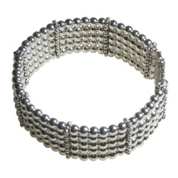 Full Sterling Silver Beaded Cuff Bracelet 38 gram ID # 6062