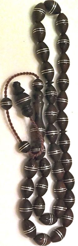 Kuka Coco De Mer Islamic Prayer Beads Tasbih with Silver Inlays ID # 6152