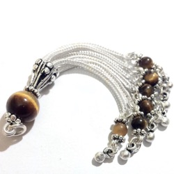 Sterling Silver Tassel with Tiger Eye beads 75 mm ID # 6209