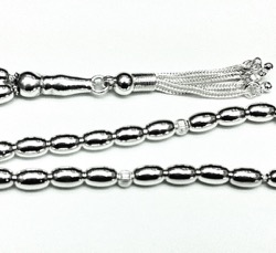 Islamic Prayer Beads Full Silver Tasbih oval 8 mm 20 gram ID # 6264