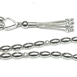 Islamic Prayer Beads Full Silver Tasbih oval 10 mm 32 gram ID # 6268