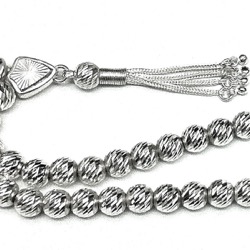 Islamic Prayer Beads Full Silver Tasbih faceted 8 mm 22 gram ID # 6269
