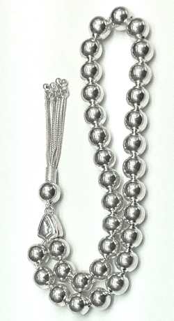 Islamic Prayer Beads Full Silver Tasbih 10 mm 43 gram ID # 6271
