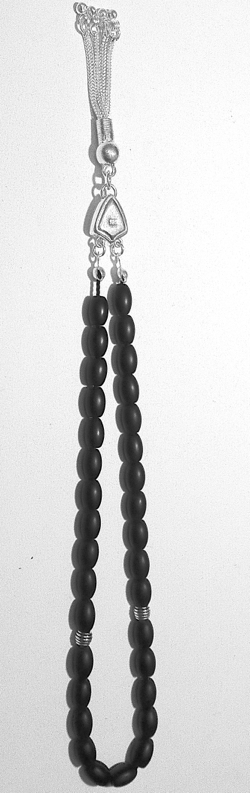 Islamic Prayer Beads Tasbih Matte Onyx 9 mm w/silver ID # 6292