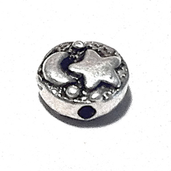 Sterling Silver Crescent Star Bead Charm 8 mm 1.5 gram ID # 6436
