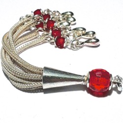 Sterling Silver Tassel with Red Cubic Zirconia 85 mm ID # 6541