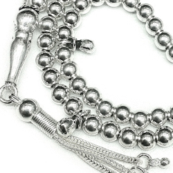Islamic Prayer Beads Full Silver 99 Tasbih 5 mm 26 gram ID # 6543