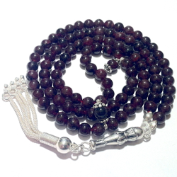 Islamic Prayer Beads 99 Tasbih Red Garnet 6 mm w/ silver ID # 6564