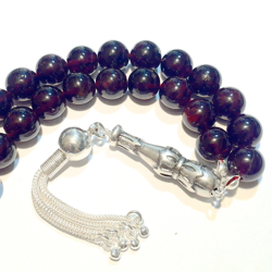 Islamic Prayer Beads Tasbih Red Garnet 10 mm w/silver ID # 6565