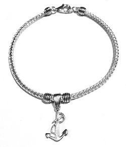 Sterling Silver Thematic Charm Bracelet Anchor 8.5 gram ID # 6600