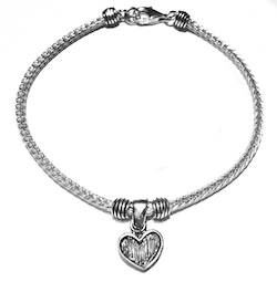 Sterling Silver Thematic Charm Bracelet Heart 9 gram ID # 6606