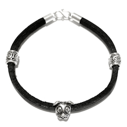 Sterling Silver Thematic Charm Bracelet on Leather Dog ID # 6659