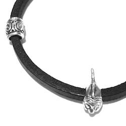 Sterling Silver Thematic Charm Bracelet on Leather Fish ID # 6660