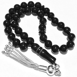 Quartz Onyx Islamic Prayer Beads Tasbih 8 mm w/silver ID # 6683