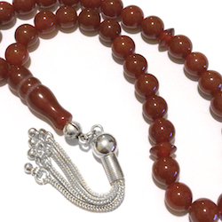 Agate Islamic Prayer Beads Tasbih 8 mm w/silver ID # 6684