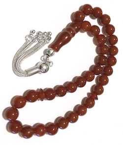 Agate Islamic Prayer Beads Tasbih 8 mm w/silver ID # 6684