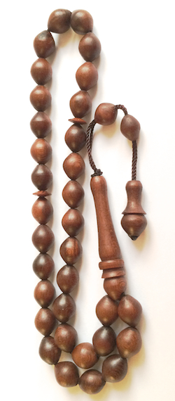 Cherry Wood Tasbih Islamic Prayer Beads 10x8 mm w/ ring ID # 6687
