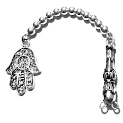 Sterling silver tasbih top with imame and hamsa 5.4 gram 10 cm ID # 6716