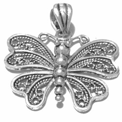 Sterling silver butterfly filigree pendant 28 mm 4 gram ID # 6776