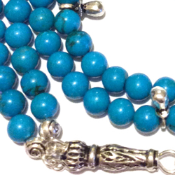 Islamic Prayer Beads 99 Howlite Tasbih sterling silver ID # 6790