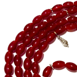 Agate Islamic Prayer Beads 99 Tasbih 9 mm oval w/silver ID # 6794