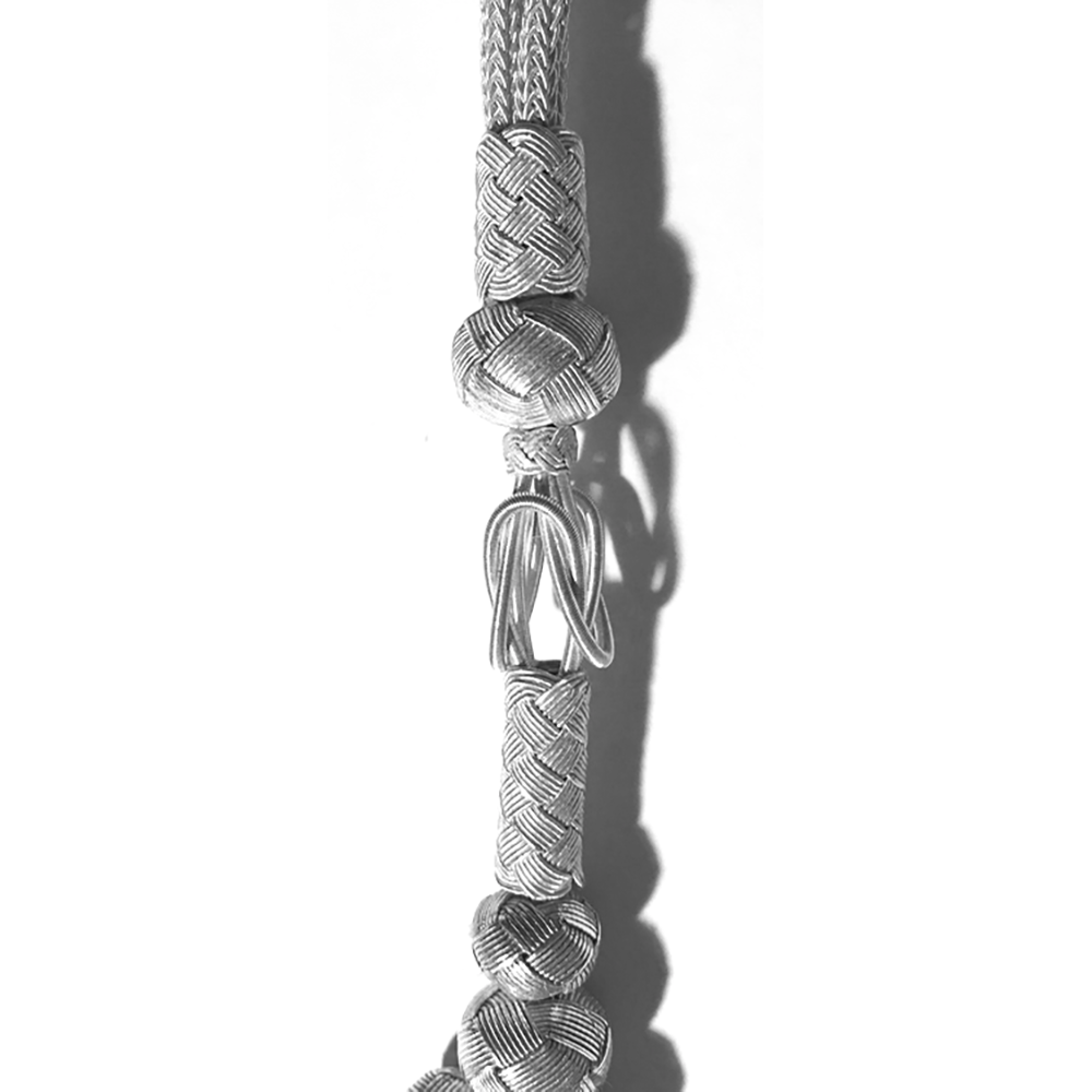 Turkish Pure Silver Mesh Islamic Prayer Beads 99 Tasbih 20 inch ID # 1852 - Click Image to Close