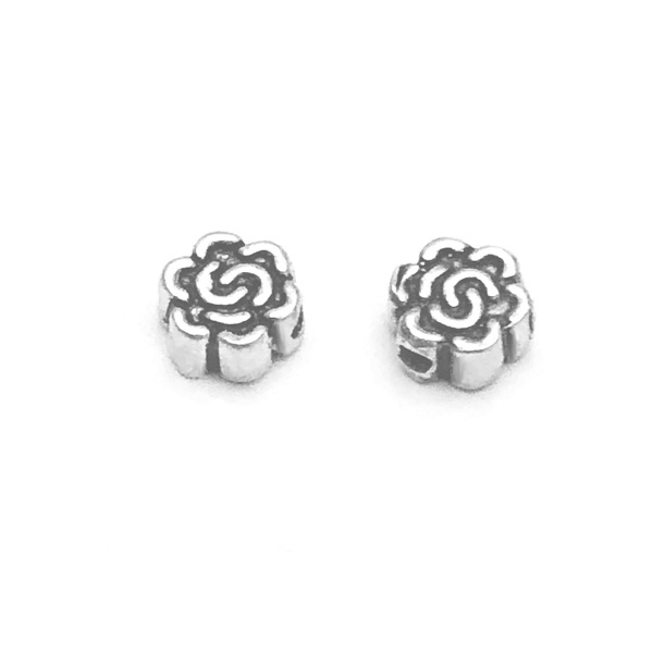 Lot of 2 Sterling Silver Bead Flat 6 mm 1.6 gram ID # 3015 - Click Image to Close
