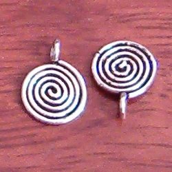 Lot of 2 Sterling Silver Spiral Charm 1 cm 1.5 gram ID # 3054 - Click Image to Close