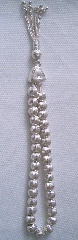 Full Sterling Silver Islamic Prayer Beads Tasbih 25 gram ID # 3740 - Click Image to Close