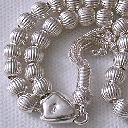 Full Sterling Silver Islamic Prayer Beads Tasbih 25 gram ID # 3740 - Click Image to Close