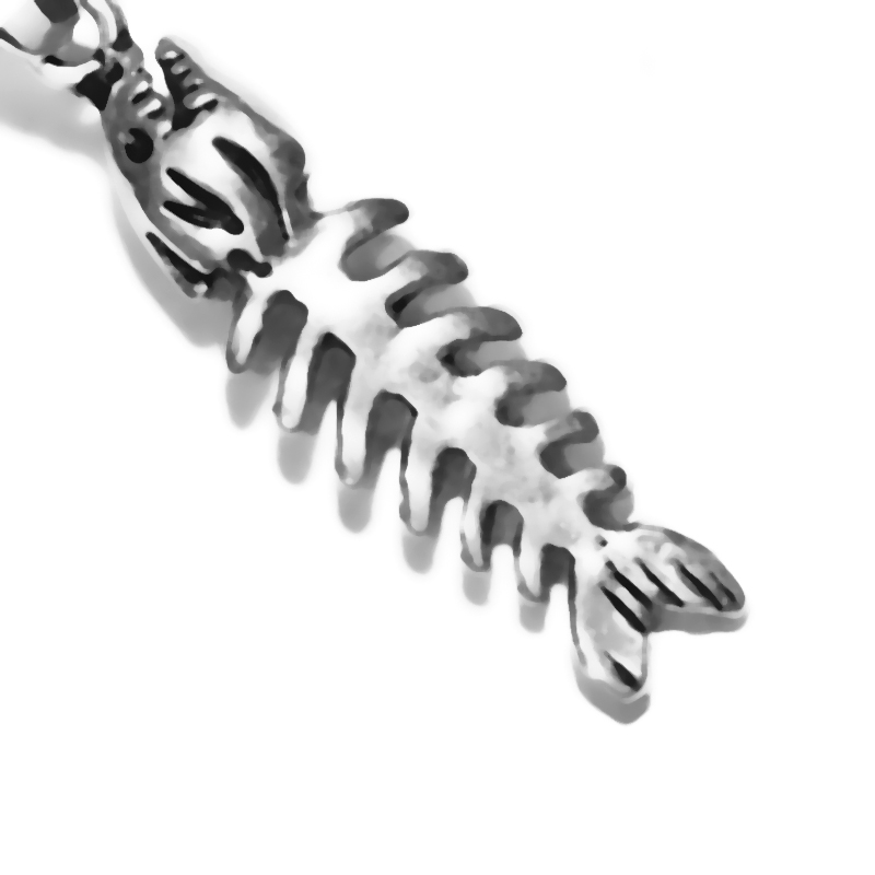Sterling Silver Charm Fishbone 24 mm 1.5 gram ID # 3936 - Click Image to Close