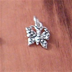 Sterling Silver Charm Butterfly 13 mm 1 gram ID # 4021 - Click Image to Close